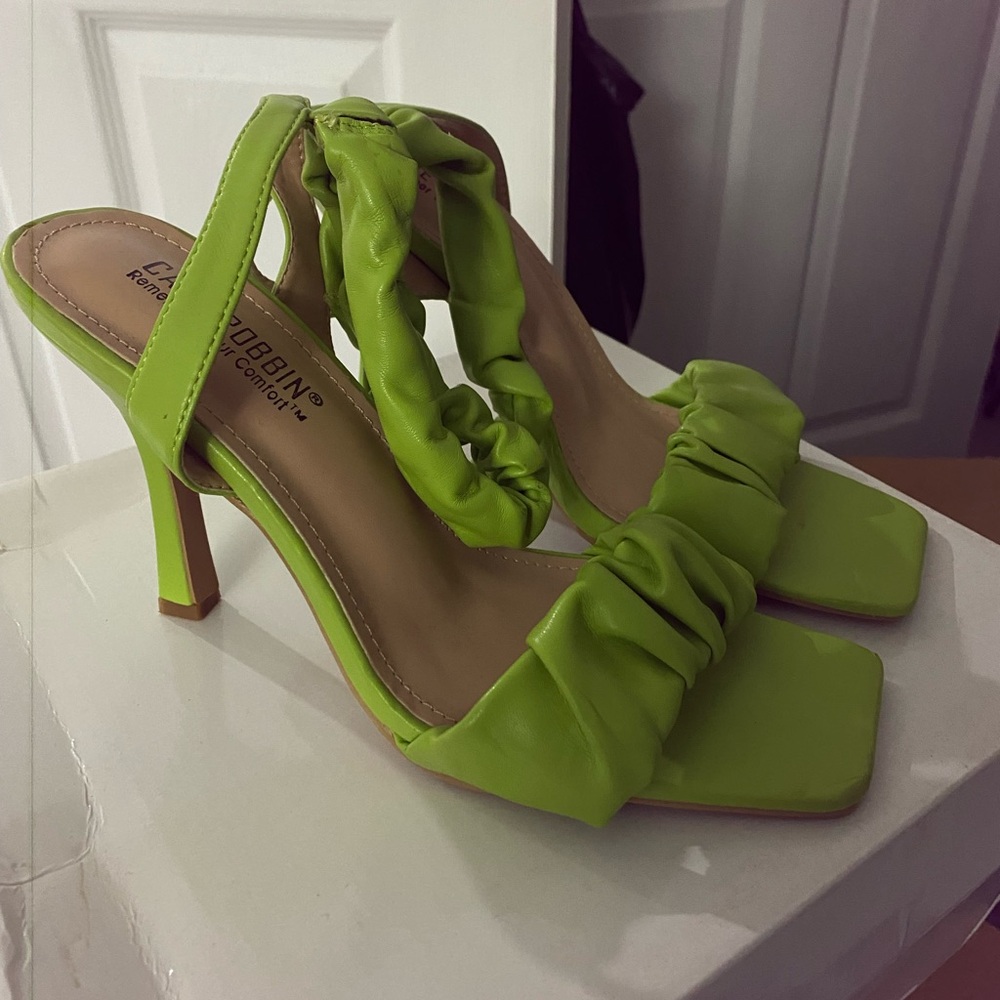 Lime Green Women's Heeled Sandals